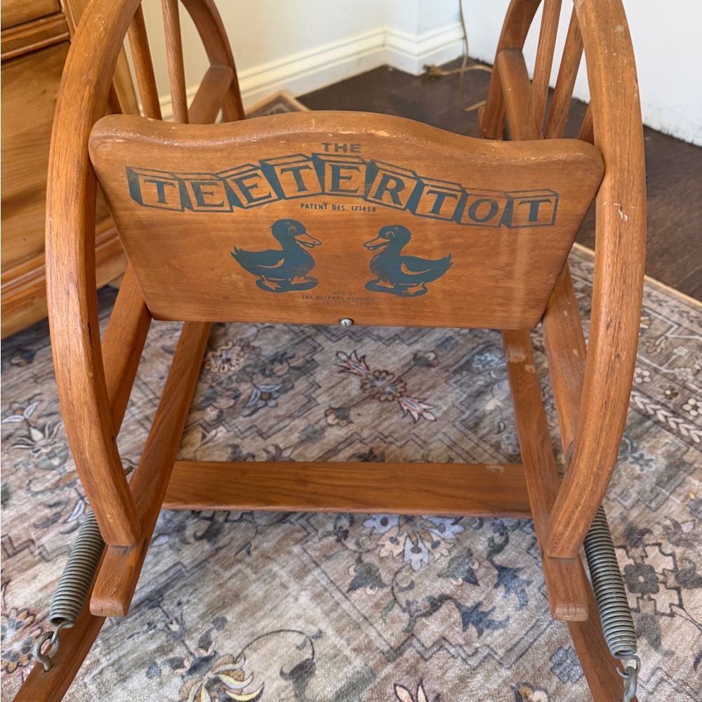 Vintage Wooden Teeter Totter Rocker in Brown and Blue - Picture 5 of 11